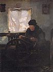 Peder Severin Kroyer Anciana en la rueca painting